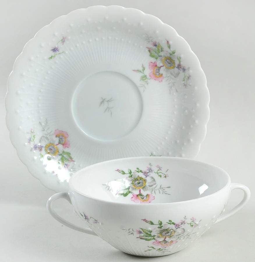 Eglantine Flat Cream Soup Bowl & Saucer Set by Georges Boyer-1