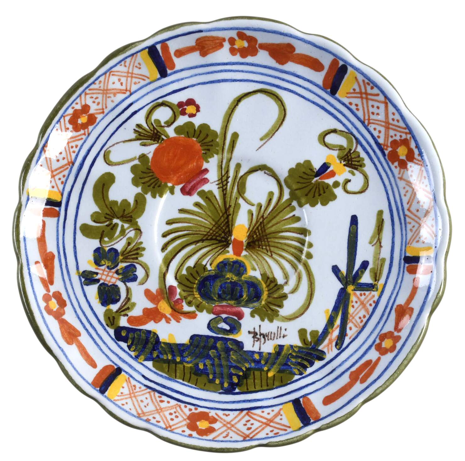 Blue Carnation Saucer by Brolli (Italy)-1