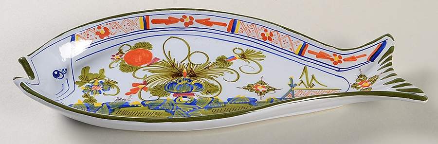 Blue Carnation 13" Fish Plate by Brolli (Italy)-1