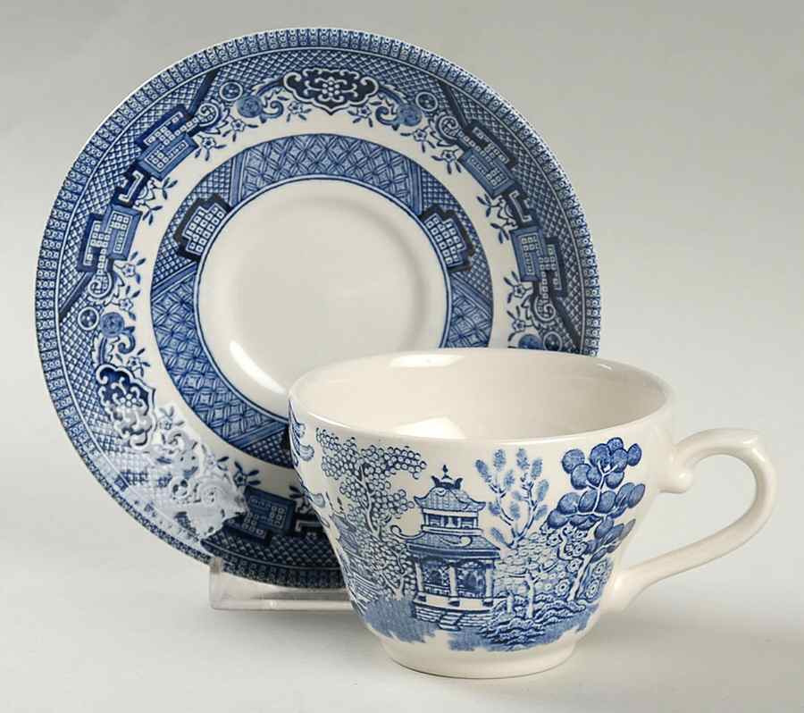 Willow Blue Flat Cup & Saucer Set by Broadhurst-1