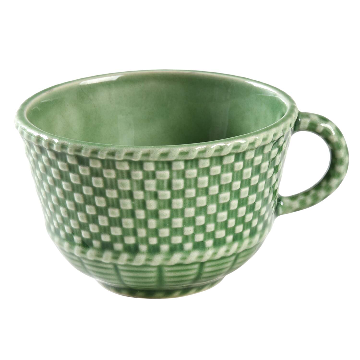 Basketweave Green Footed Demitasse Cup by Bordallo Pinheiro-1