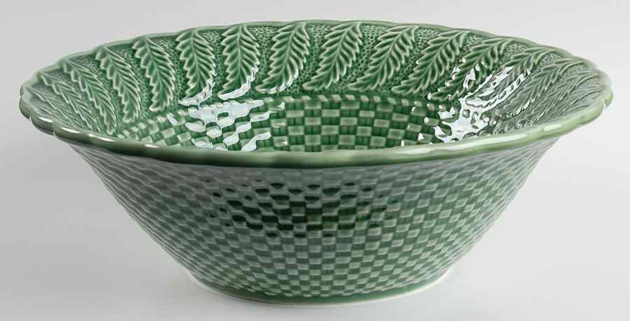 Basketweave Green 10" Round Serving Bowl by Bordallo Pinheiro-1