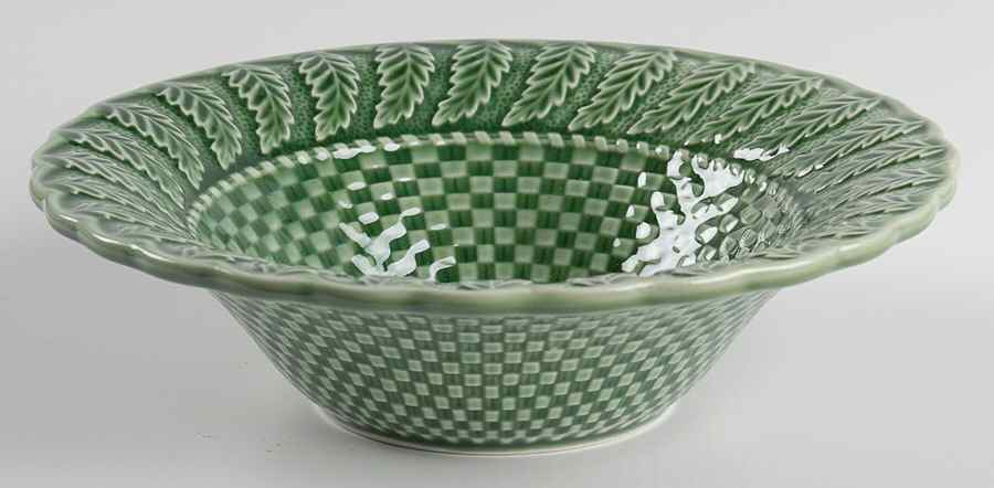 Basketweave Green Coupe Soup Bowl by Bordallo Pinheiro-1