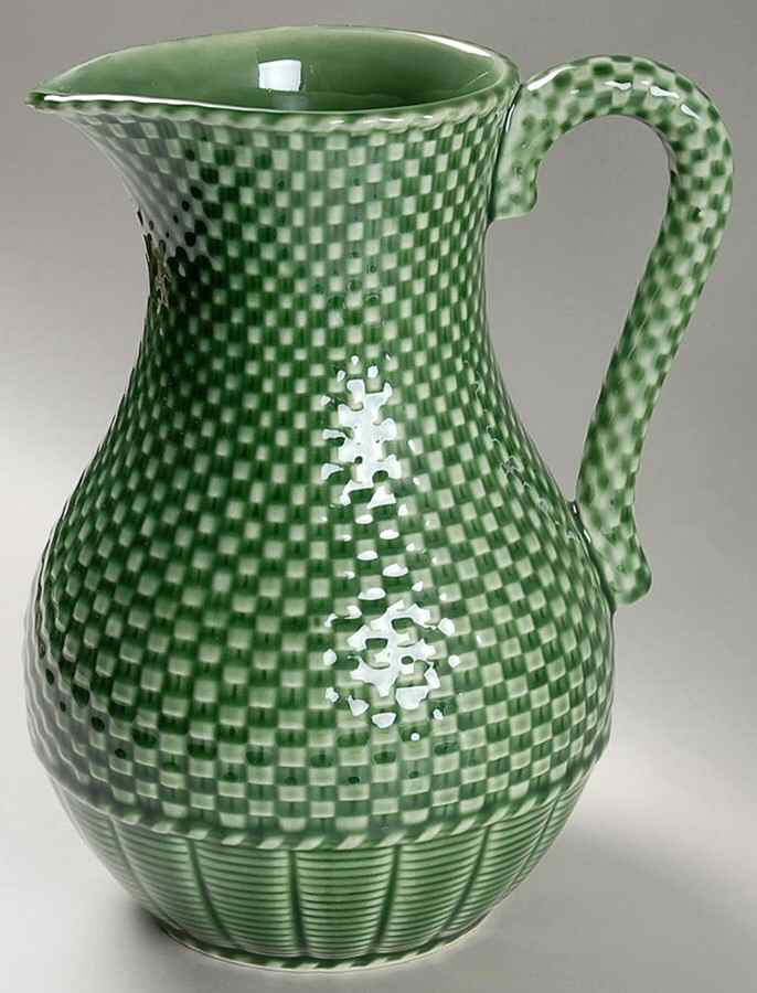 Basketweave Green 52 Oz Pitcher by Bordallo Pinheiro-1