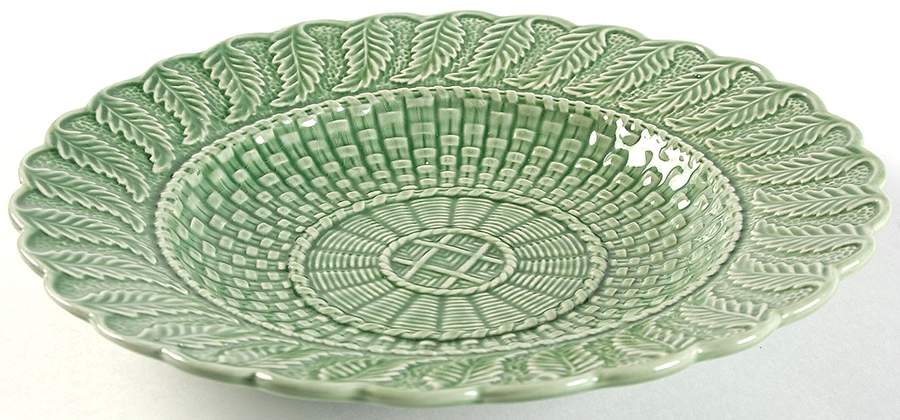 Basketweave Green Large Rim Soup Bowl by Bordallo Pinheiro-1