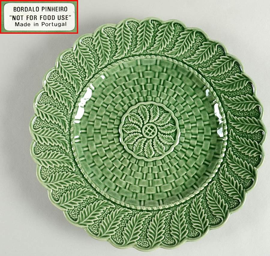Basketweave Green 10" Decorative Plate (Not for Food Use) by Bordallo Pinheiro-1