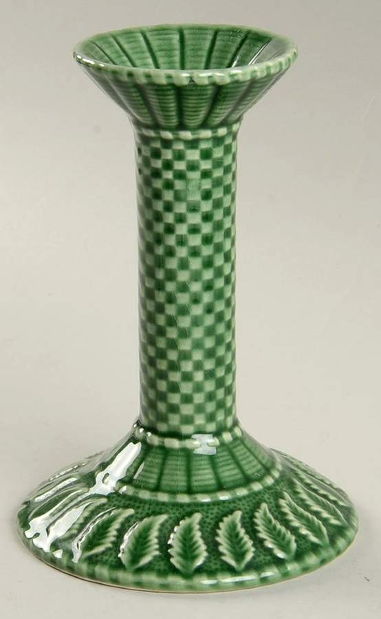 Basketweave Green 6" Candlestick by Bordallo Pinheiro-1