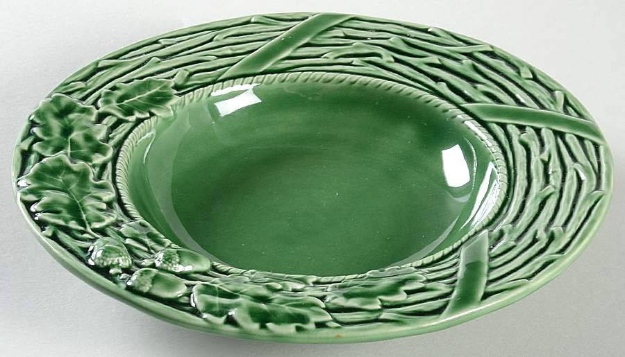 Oak Leaf Green Large Rim Soup Bowl by Bordallo Pinheiro-1