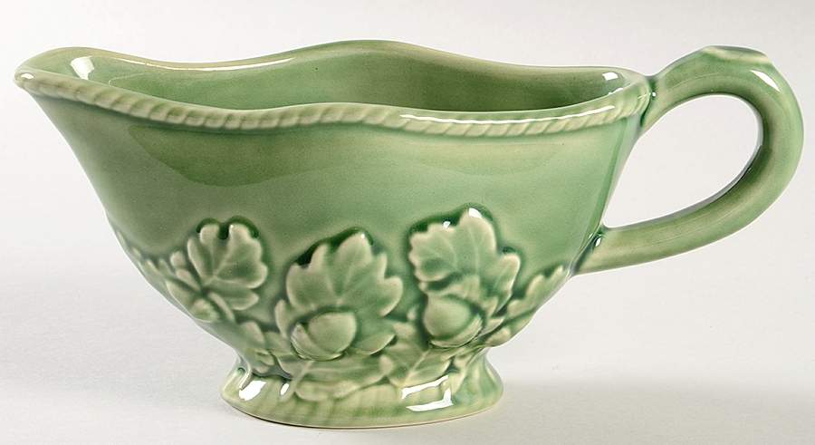 Oak Leaf Green Gravy Boat by Bordallo Pinheiro-1
