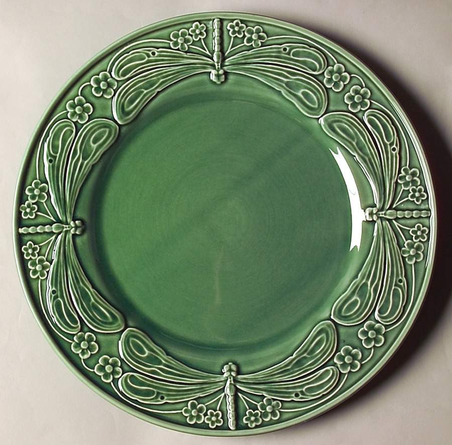 Dragonfly (Green) 12" Chop Plate (Round Platter) by Bordallo Pinheiro-1
