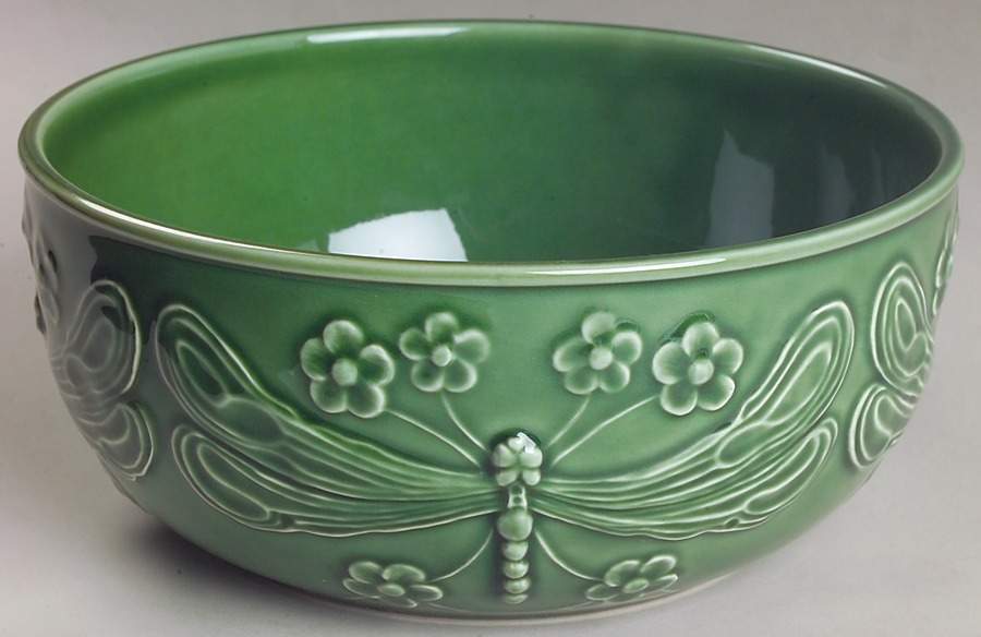 Dragonfly (Green) 7" Salad Serving Bowl by Bordallo Pinheiro-1