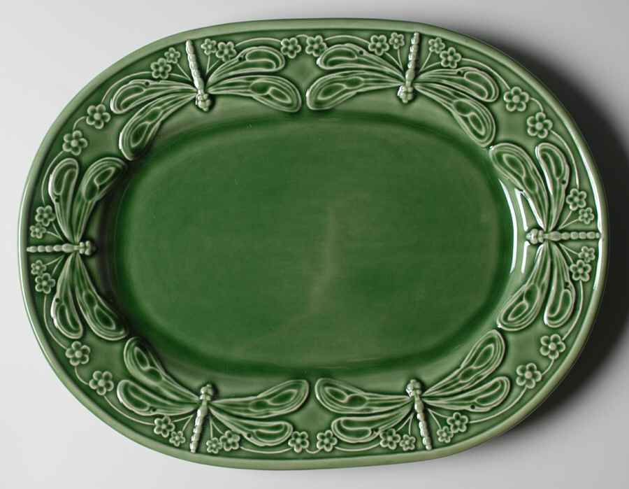 Dragonfly (Green) 15" Oval Serving Platter by Bordallo Pinheiro-1