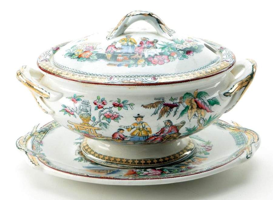 Pekin Tureen & Lid w/Underplate by Beech & Hancock-1