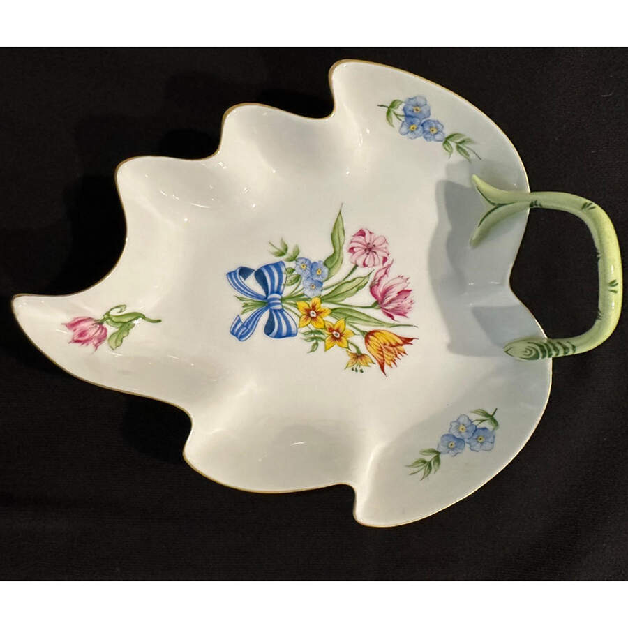 Floral Bouquet 7" Leaf Dish by Boglar-1
