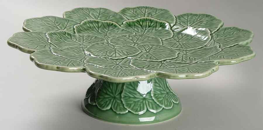 Geranium Green 13" Diameter Pedestal Cake Stand by Bordallo Pinheiro-1