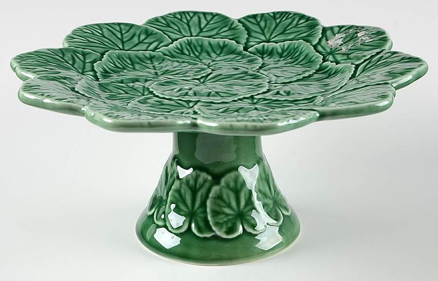 Geranium Green 8" Diameter Pedestal Cake Stand by Bordallo Pinheiro-1