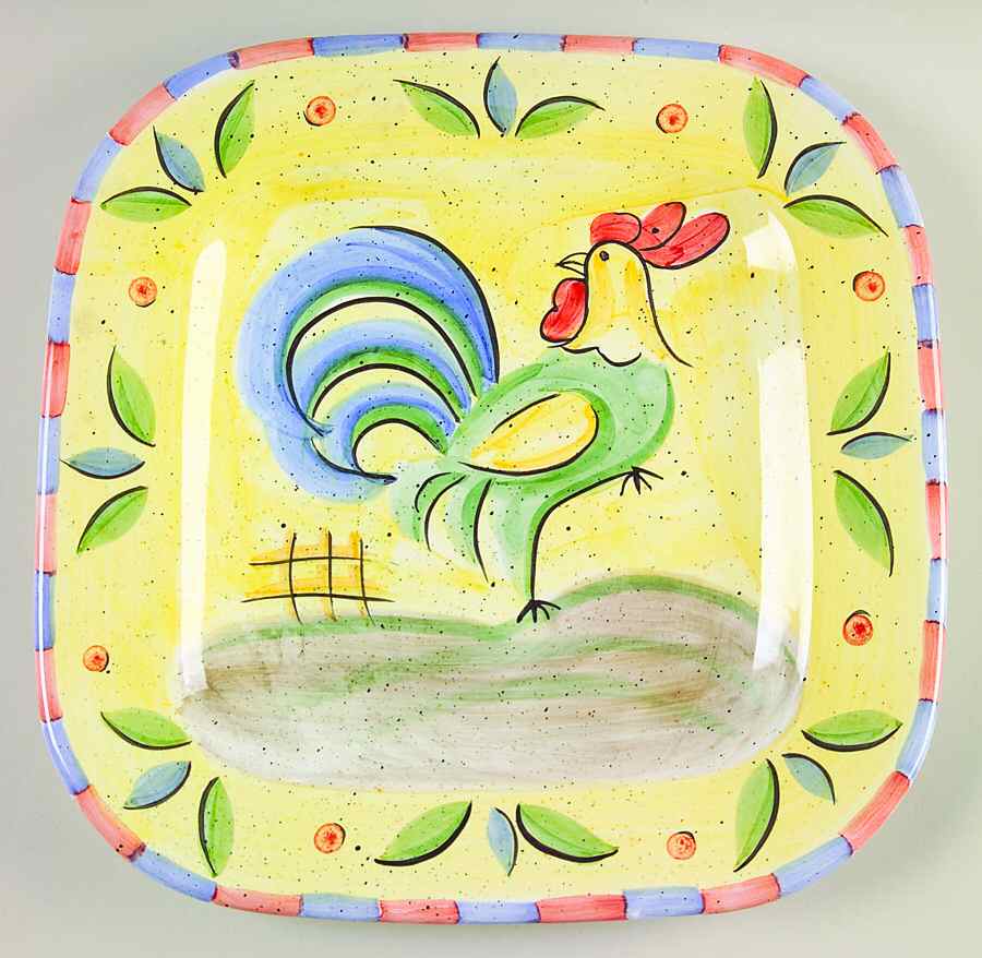 Rooster Square Dinner Plate by Bella-1
