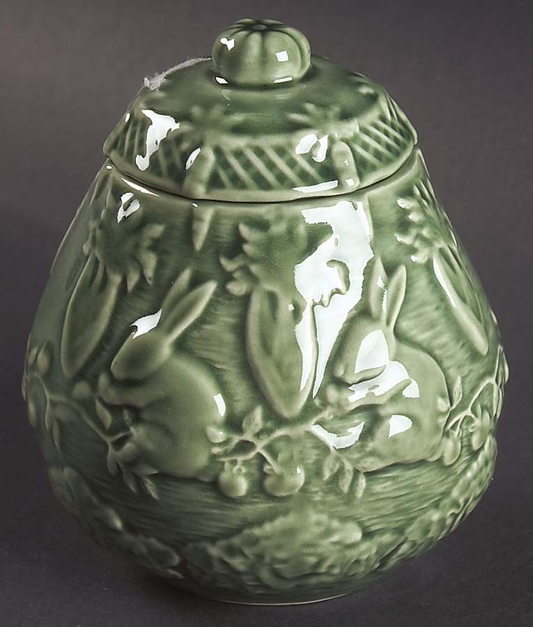 Rabbit Green Sugar Bowl & Lid by Bordallo Pinheiro-1