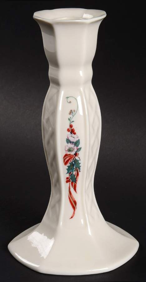 Winter Rose 7" Candlestick by Belleek Pottery (Ireland)-1