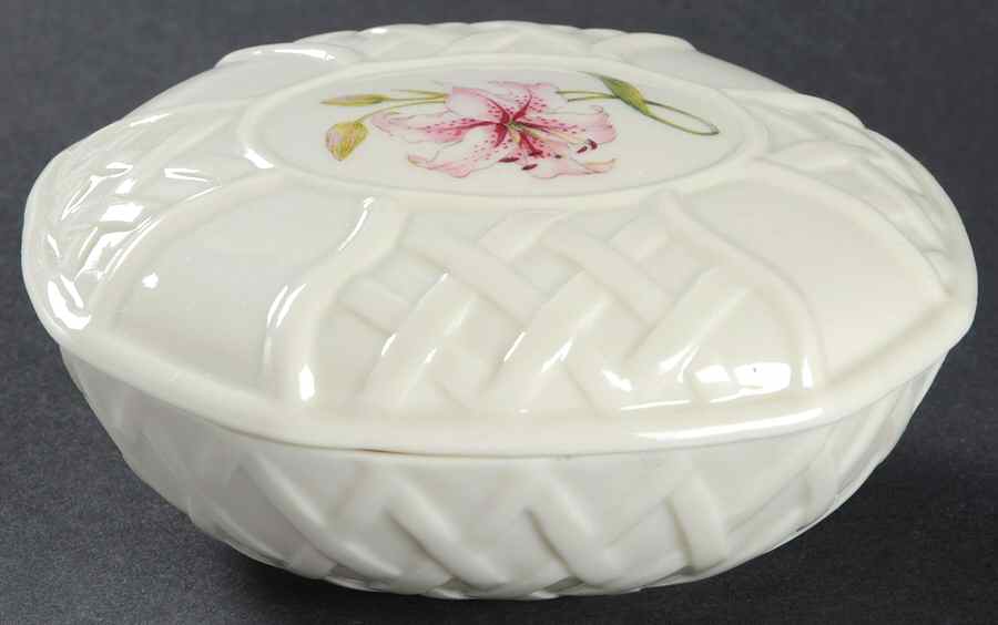 Country Trellis Trinket Box & Lid by Belleek Pottery (Ireland)-1