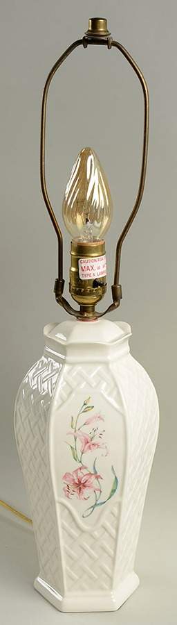 Country Trellis 21" Electric Lamp No Shade by Belleek Pottery (Ireland)-1