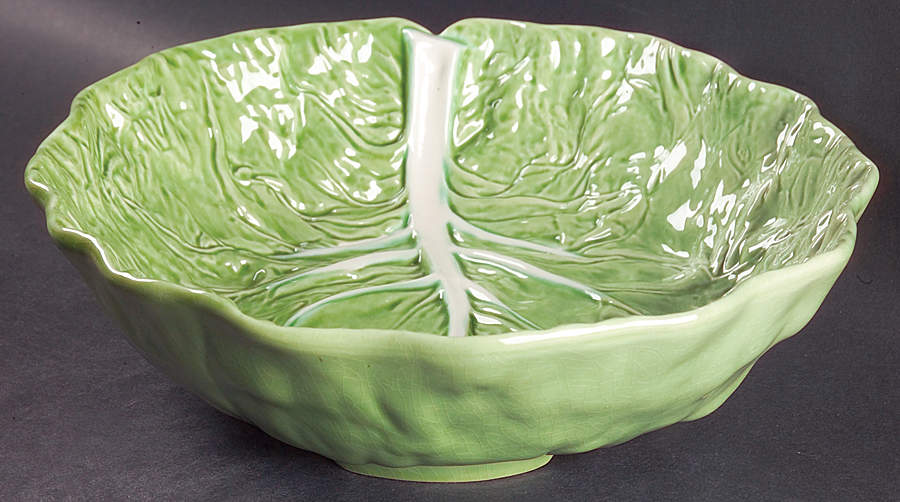 Cabbage Light Green 12" Large Salad Serving Bowl by Bordallo Pinheiro-1