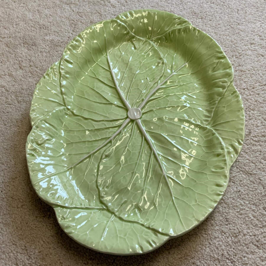 Cabbage Light Green 17" Oval Serving Platter by Bordallo Pinheiro-1