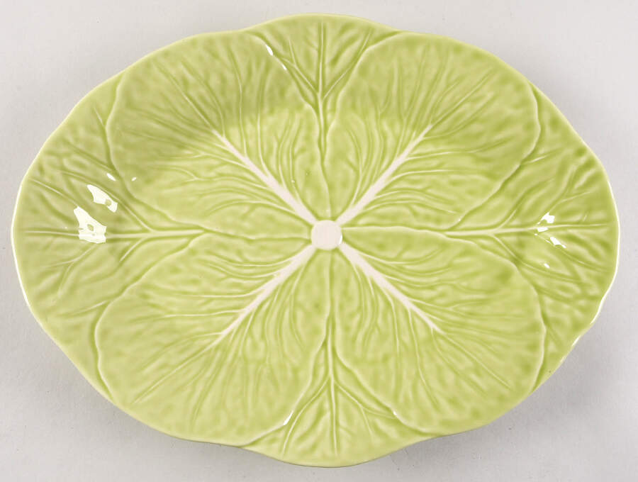 Cabbage Light Green 15" Oval Serving Platter by Bordallo Pinheiro-1