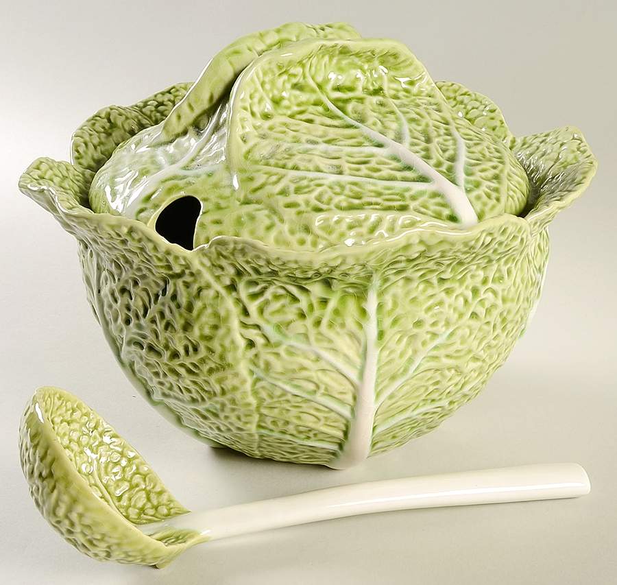 Cabbage Light Green Tureen & Lid w/Ladle by Bordallo Pinheiro-1