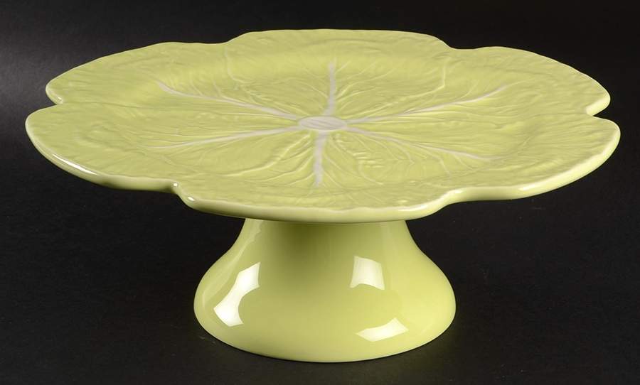 Cabbage Light Green 12" Diameter Pedestal Cake Stand by Bordallo Pinheiro-1