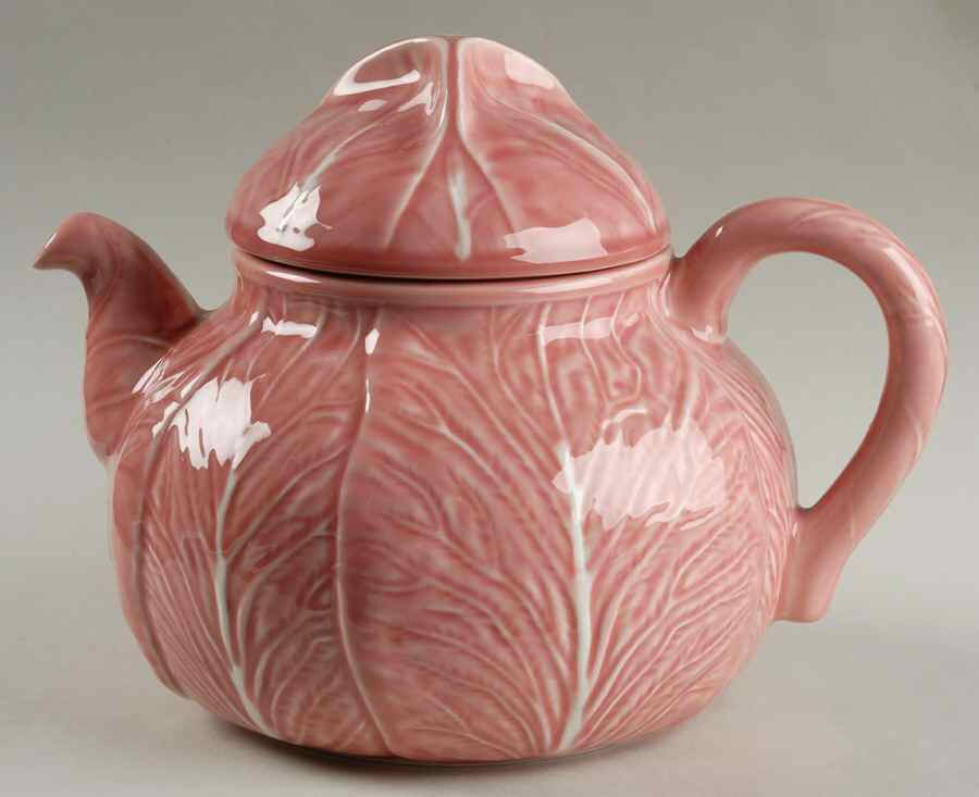 Cabbage Pink Teapot & Lid by Bordallo Pinheiro-1