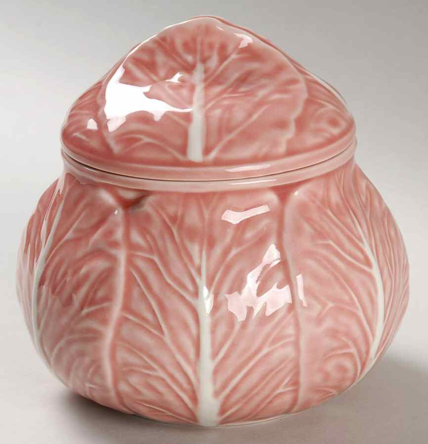 Cabbage Pink Sugar Bowl & Lid by Bordallo Pinheiro-1