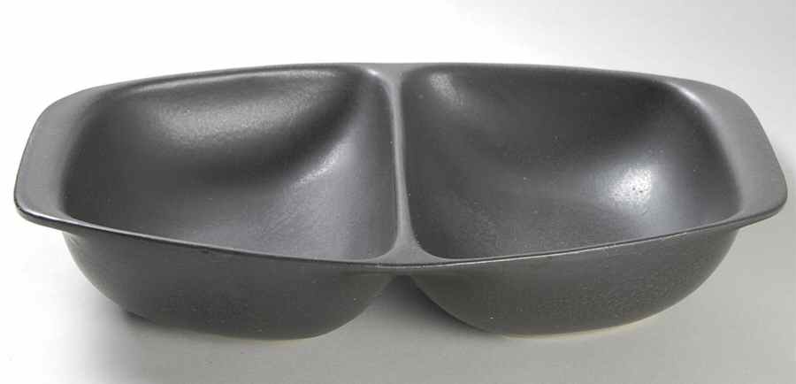 Black Velvet 9" Oval Divided Vegetable Bowl by Bennington Potters-1