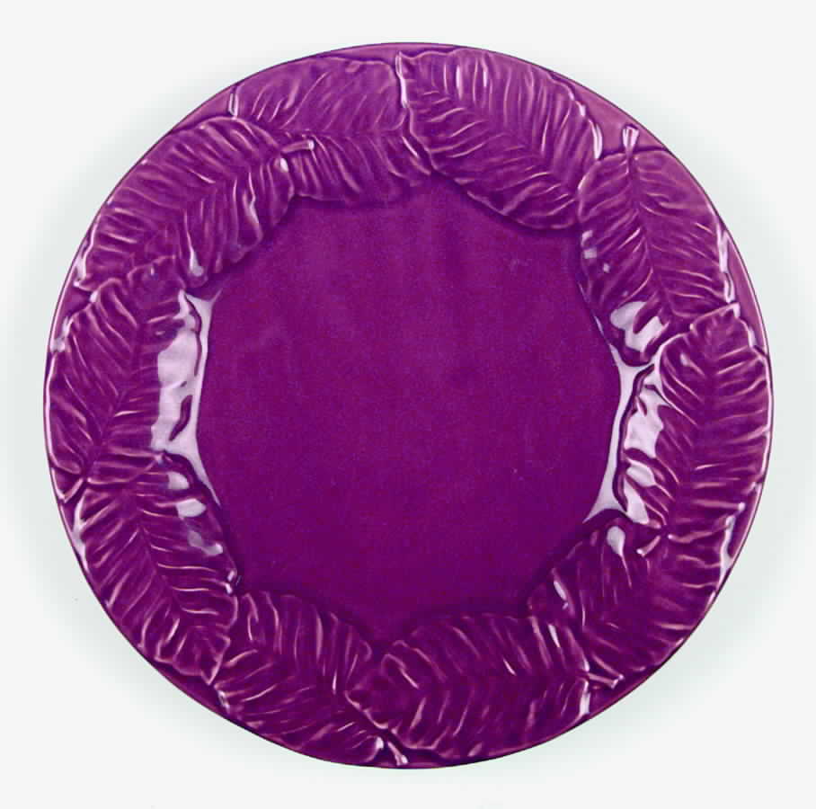 Leaf Service Maroon Dinner Plate by Bordallo Pinheiro-1
