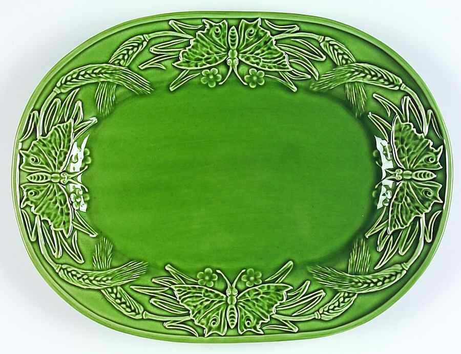 Papillon Ivy Green 14" Oval Serving Platter by Bordallo Pinheiro-1