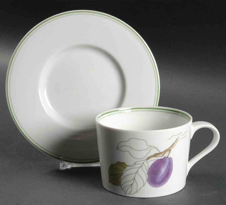 Plum (Rim) Flat Cup & Saucer Set by Block-1