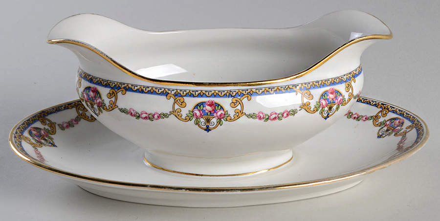 BOJ38 Gravy Boat with Attached Underplate by Jean Boyer (Limoges)-1