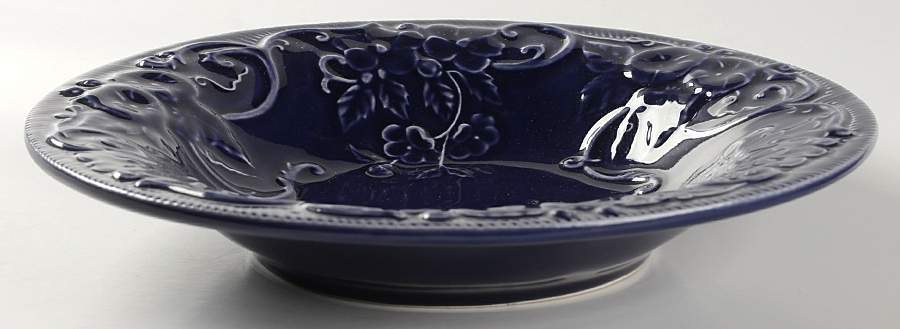 Flowers Blue Rim Soup Bowl by Bordallo Pinheiro-1