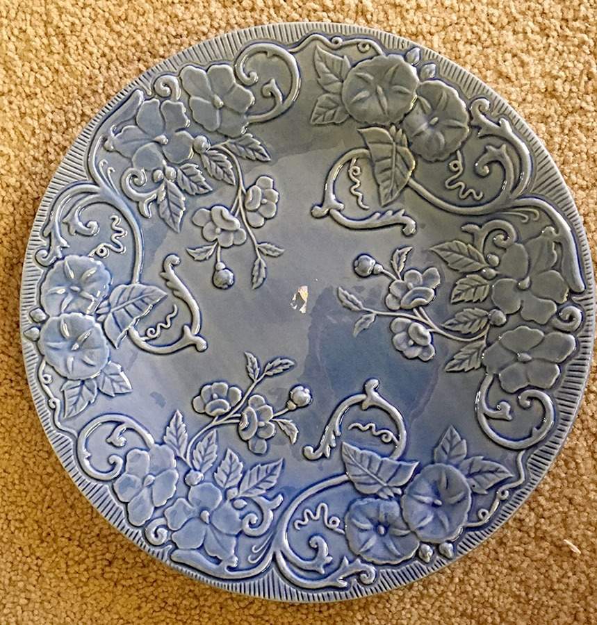 Flowers Blue 12" Chop Plate (Round Platter) by Bordallo Pinheiro-1