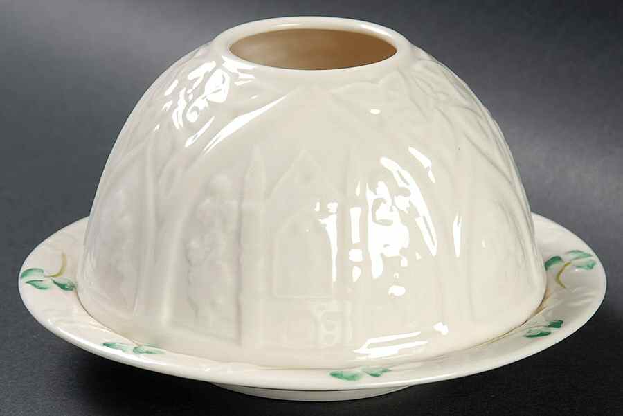Shamrock Lithophane Candle Votive by Belleek Pottery (Ireland)-1