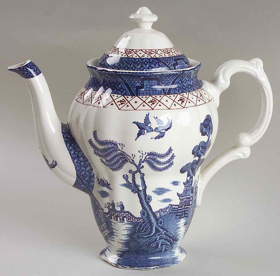 Real Old Willow (No Trim) Small Coffee Pot & Lid by Booths-1