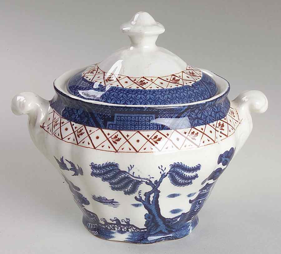 Real Old Willow (No Trim) Sugar Bowl & Lid by Booths-1
