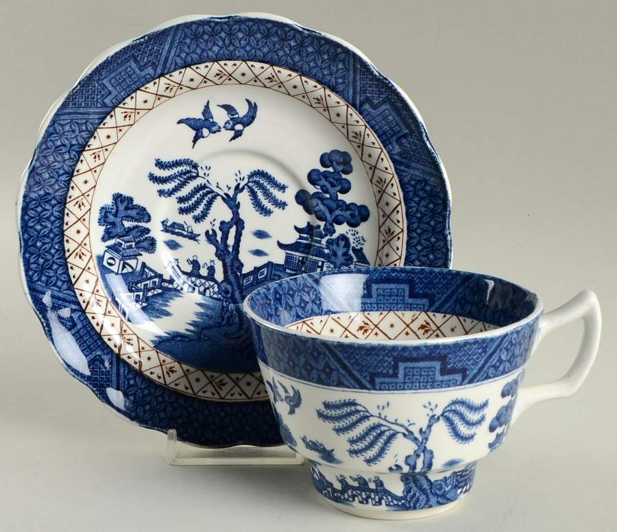 Real Old Willow (No Trim) Oversized Cup & Saucer Set by Booths-1