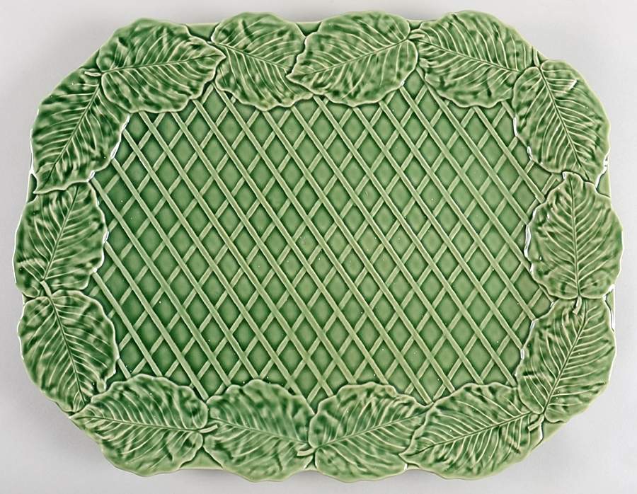 Leaf Service Green 18" Rectangular Serving Platter by Bordallo Pinheiro-1