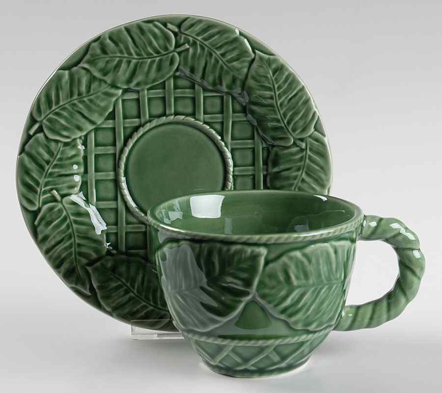 Leaf Service Green Jumbo Cup & Saucer Set by Bordallo Pinheiro-1