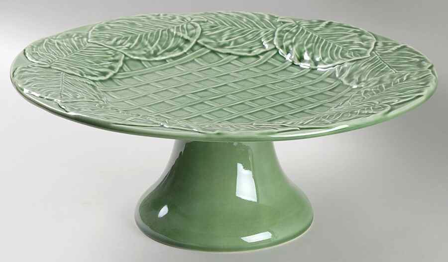 Leaf Service Green 12" Diameter Pedestal Cake Stand by Bordallo Pinheiro-1