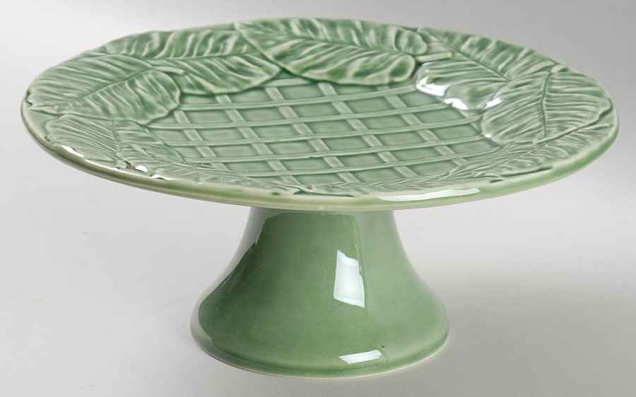 Leaf Service Green 8" Diameter Pedestal Cake Stand by Bordallo Pinheiro-1
