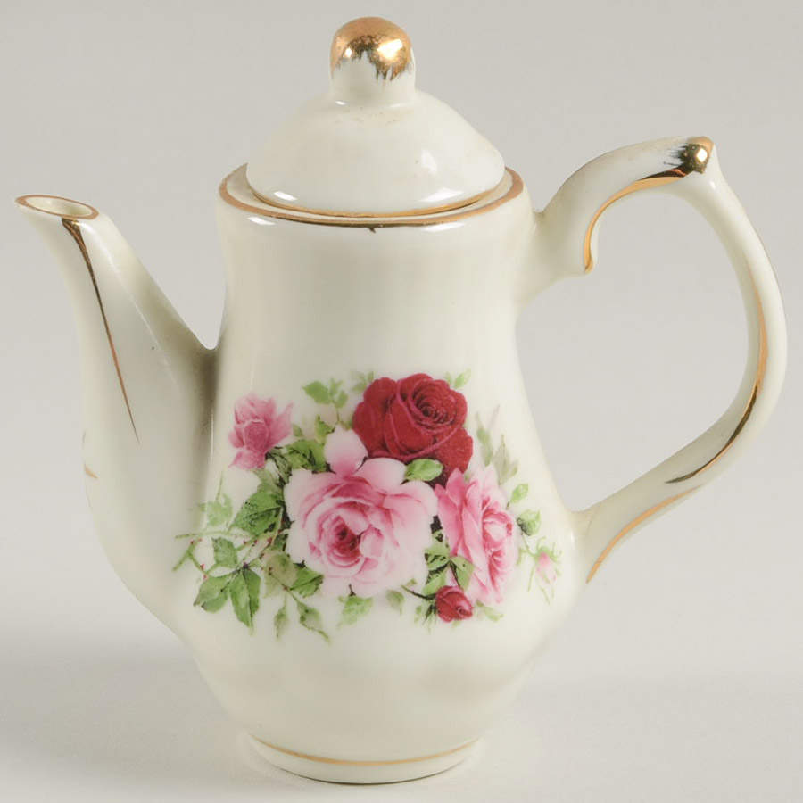Victorian Rose Miniature Teapot & Lid by Baum Brothers-1