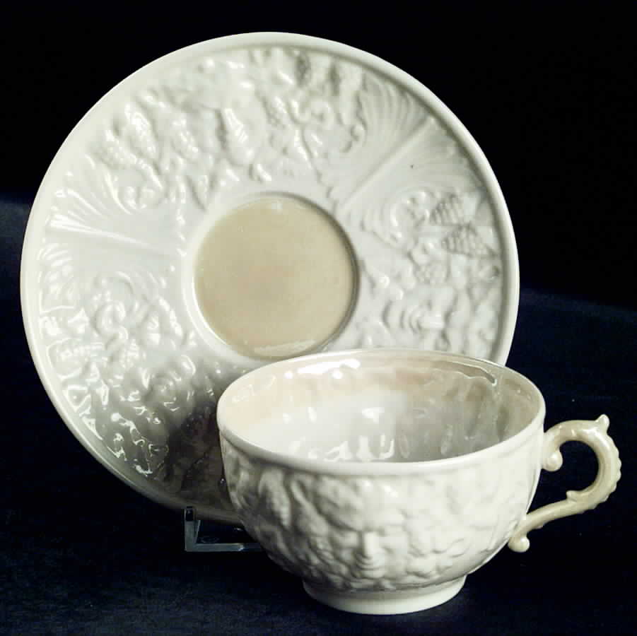 Mask (Irish) (Lustre Accent) Footed Cup & Saucer Set by Belleek Pottery (Ireland)-1