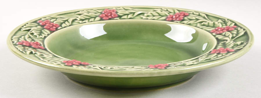Holly (Christmas Holly) Large Rim Soup Bowl by Bordallo Pinheiro-1